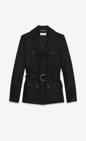 SAINT LAURENT Casual Jackets Woman SAHARIENNE Jacket in Black Cotton Gabardine a_V4